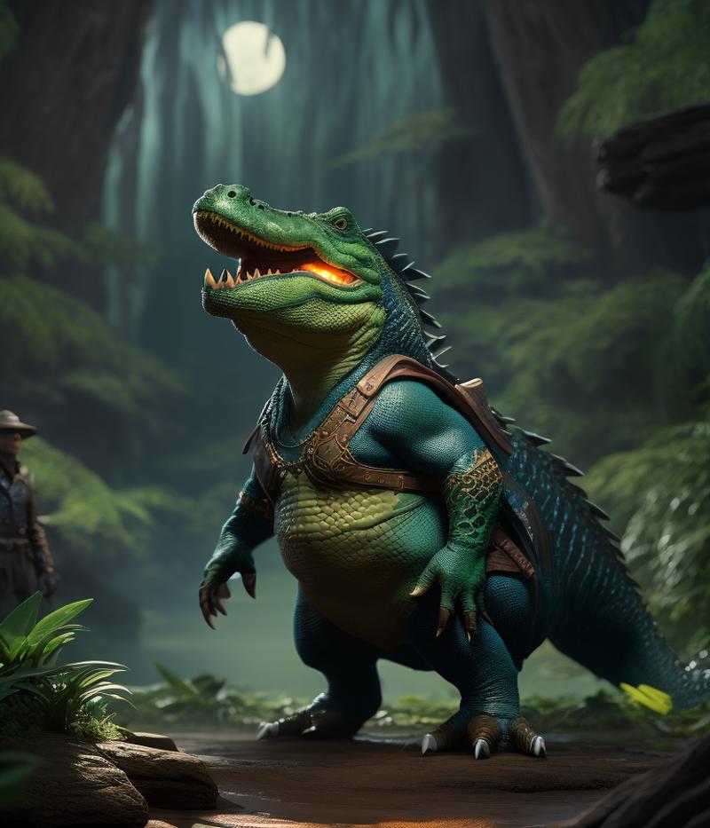 00270-736097322-an image of an anthropomorphic alligator in a cowboy costume in a bioluminescent swamp, concept art, photogrammetry, jurassic im.png